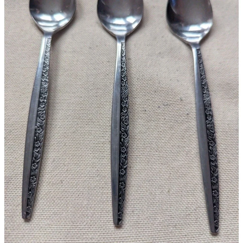 Vintage COVENTRY Stainless Flatware BOUQUET Japan Set of 3 Teaspoons